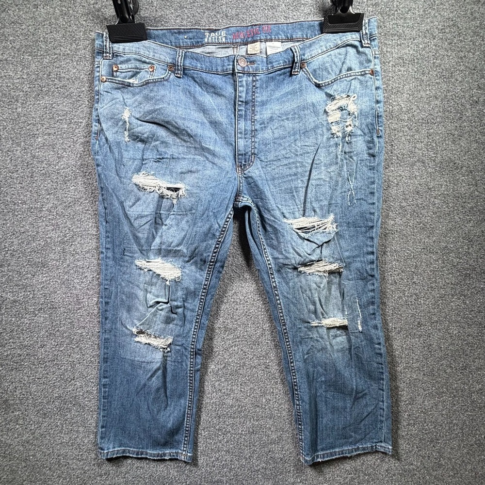 True Nation Straight Jeans Men's 48x28 Blue Cotton Denim Athletic Faded Stretch